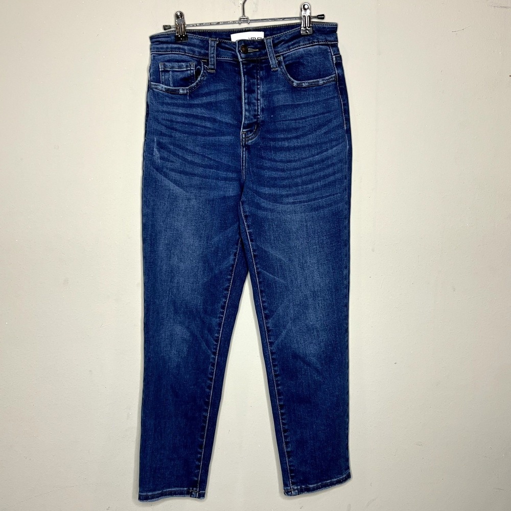 Vervet Jeans Women 26 Dark Wash High Rise Skinny Ankle Button Fly Distressed